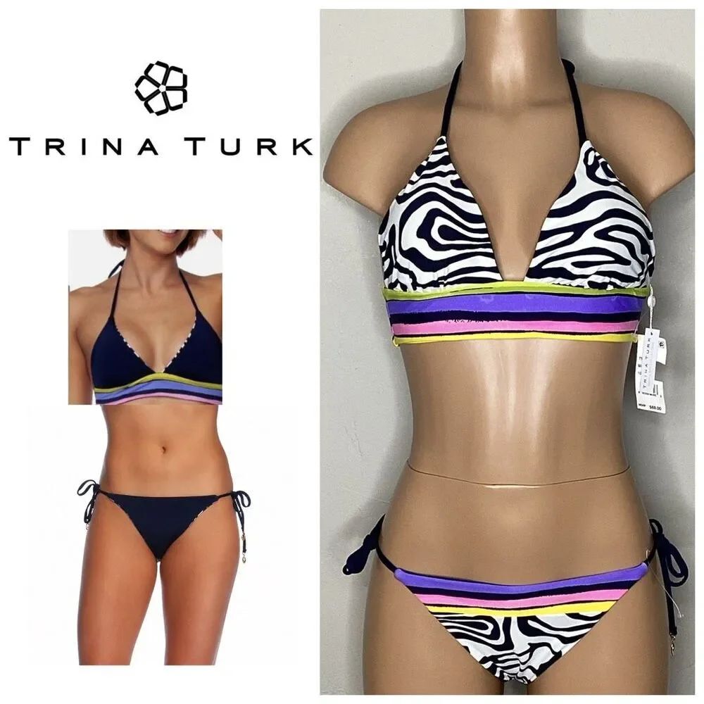 New. Trina Turk zebra reversible bikini. Medium retails $169